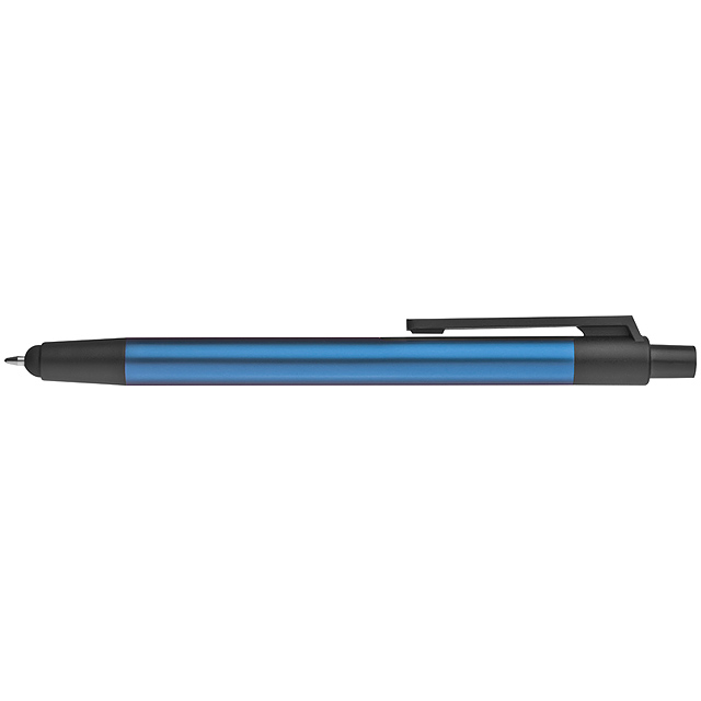 Kugelschreiber aus Aluminium in Metallic-Optik mit Touchfunktion - blau