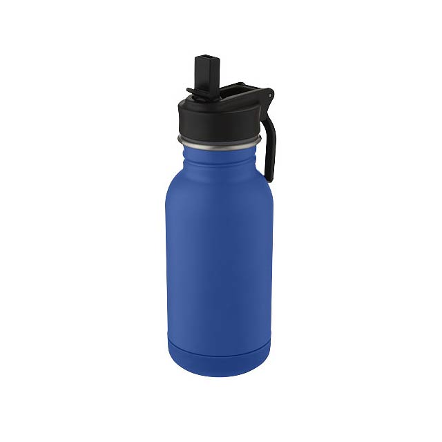 Lina 400 ml stainless steel sport bottle with straw and loop - blue