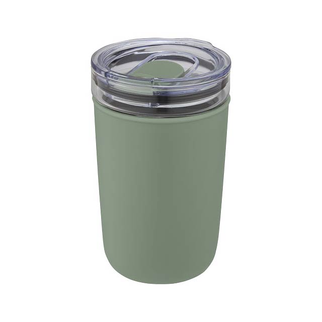 Bello 420 ml glass tumbler with recycled plastic outer wall - green