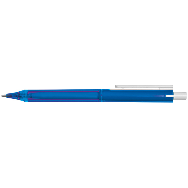 Transparent plastic ball pen - blue