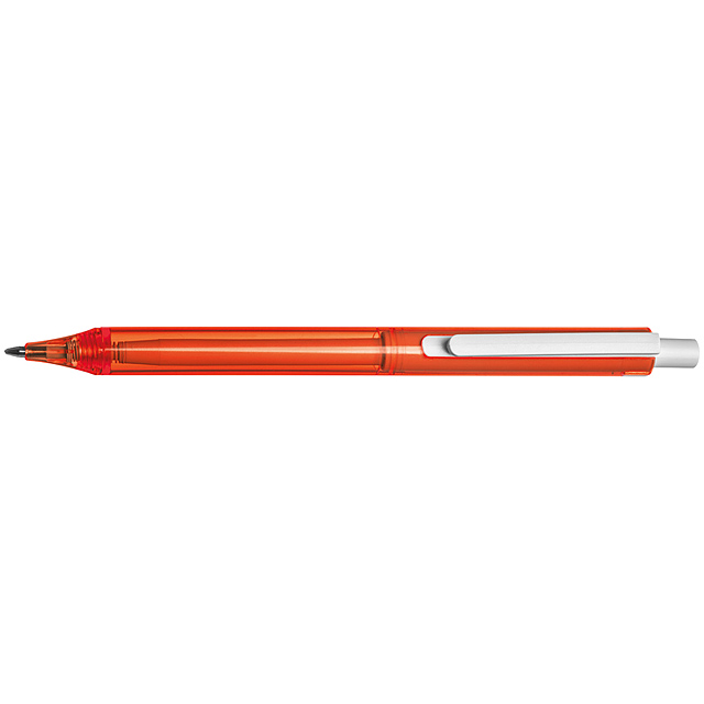 Transparenter Kugelschreiber mit weißem Clip - Rot