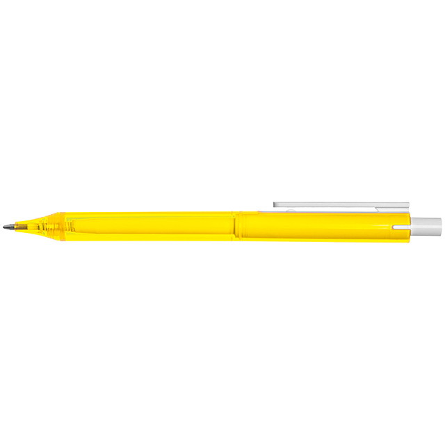 Transparenter Kugelschreiber mit weißem Clip - Gelb