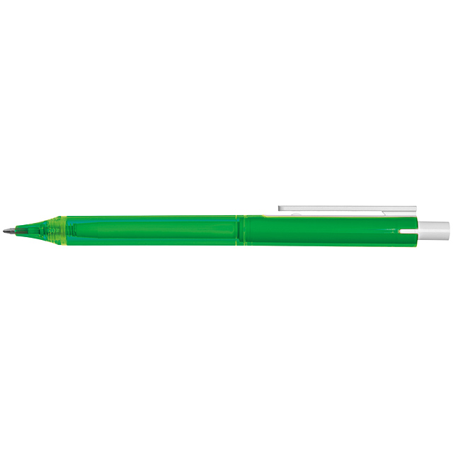 Transparenter Kugelschreiber mit weißem Clip - Grün