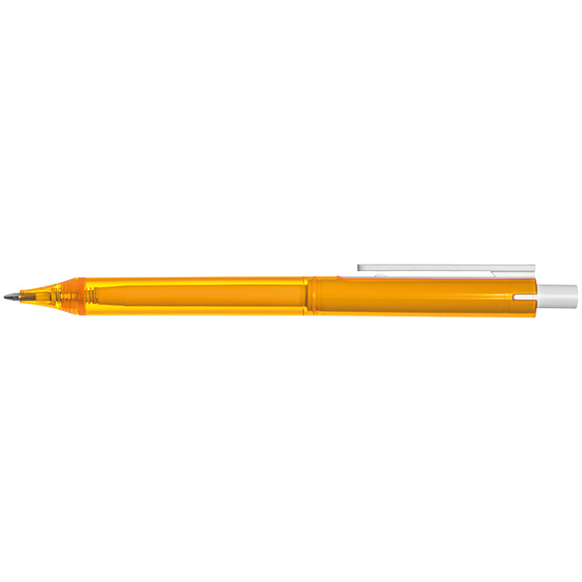 Transparentné guľôčkové pero - oranžová