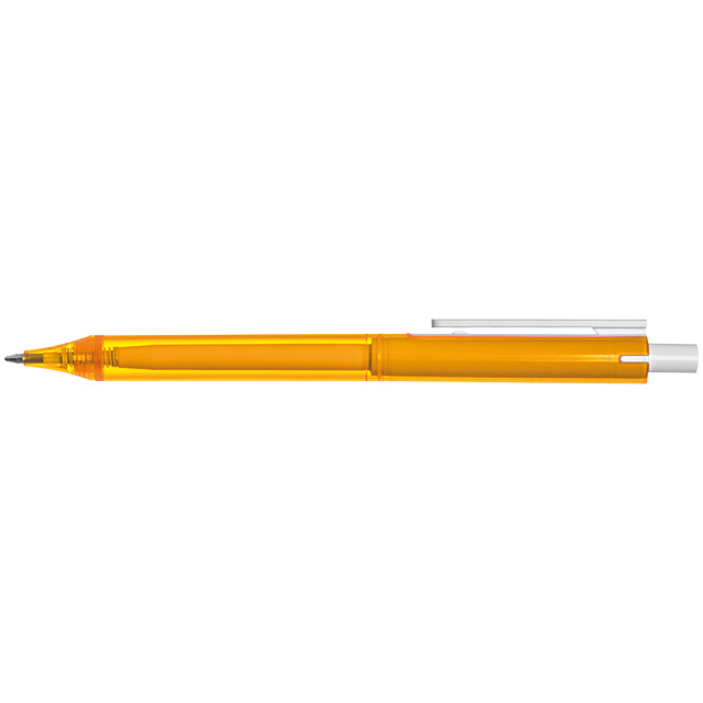 Transparent plastic ball pen - orange