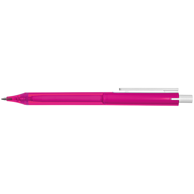 Transparentní kuličkové pero - růžová
