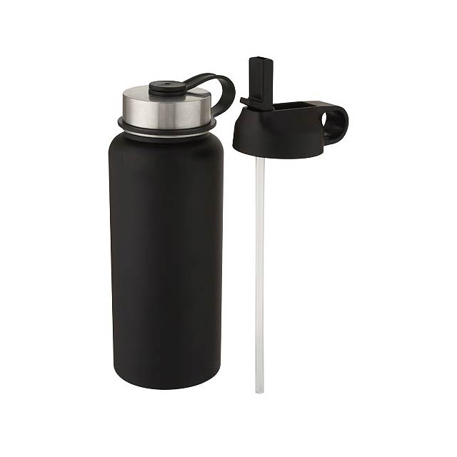 Supra 1 L copper vacuum insulated sport bottle with 2 lids - black