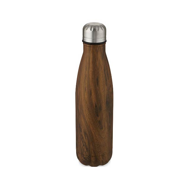 Nerezová lahev s vakuovou izolací o objemu 500 ml s dřevěným potiskem Cove - dřevo