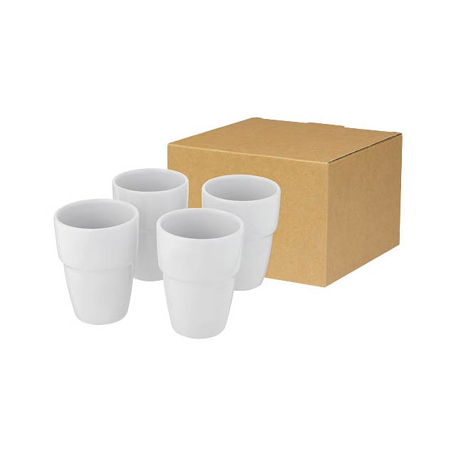 Staki 4-piece 280 ml stackable mug gift set - white