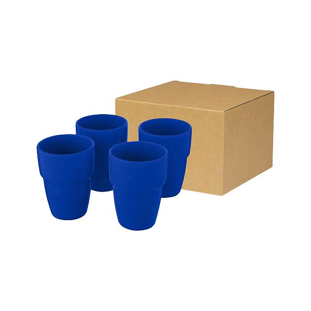 Staki 4-piece 280 ml stackable mug gift set - blue
