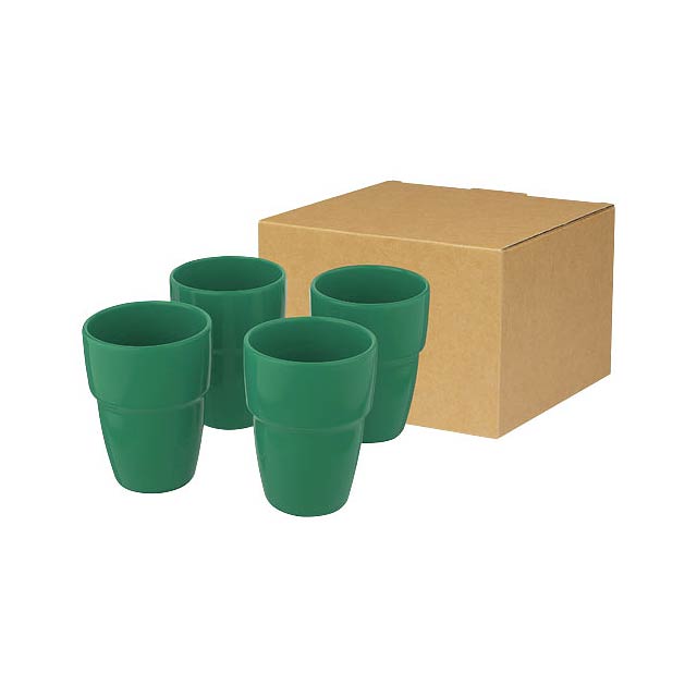 Staki 4-piece 280 ml stackable mug gift set - green