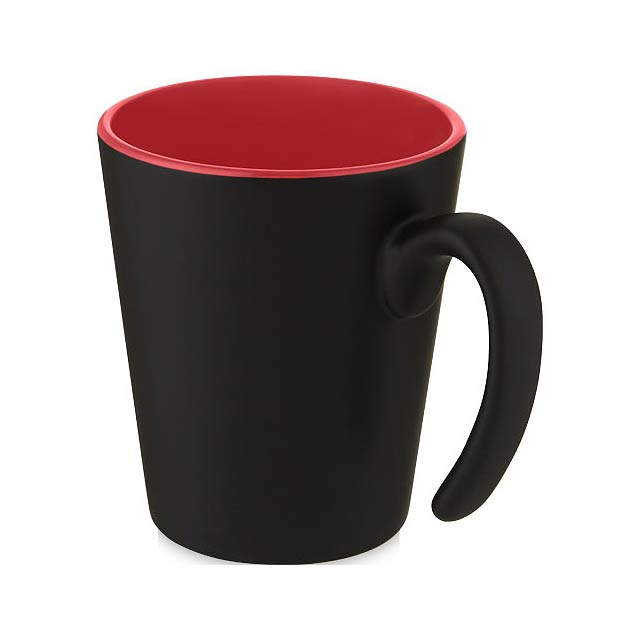 Oli 360 ml ceramic mug with handle - transparent red
