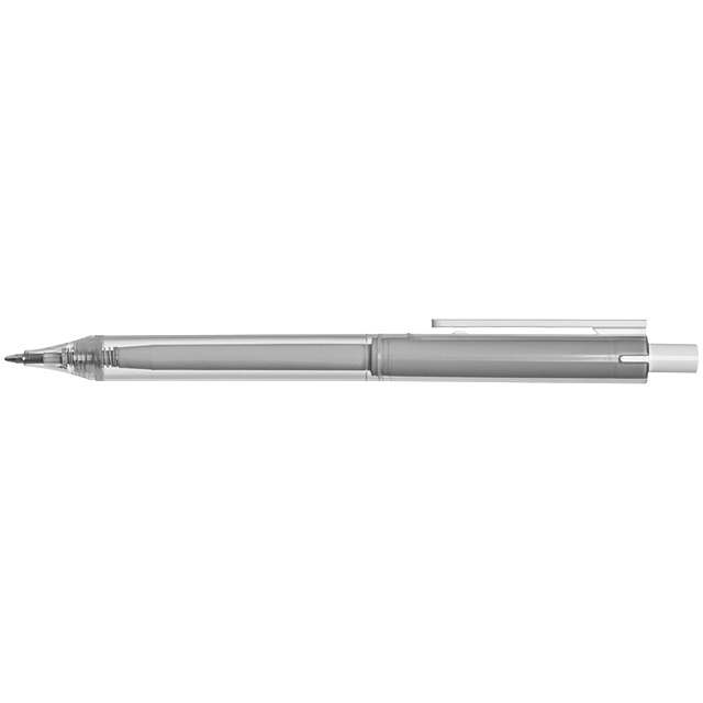 Transparenter Kugelschreiber mit weißem Clip - schwarz