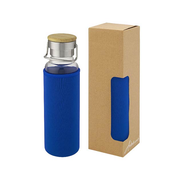Skleněná láhev o objemu 660 ml s neoprenovým pouzdremThor - modrá