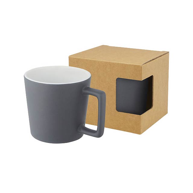 Cali 370 ml ceramic mug with matt finish - grey