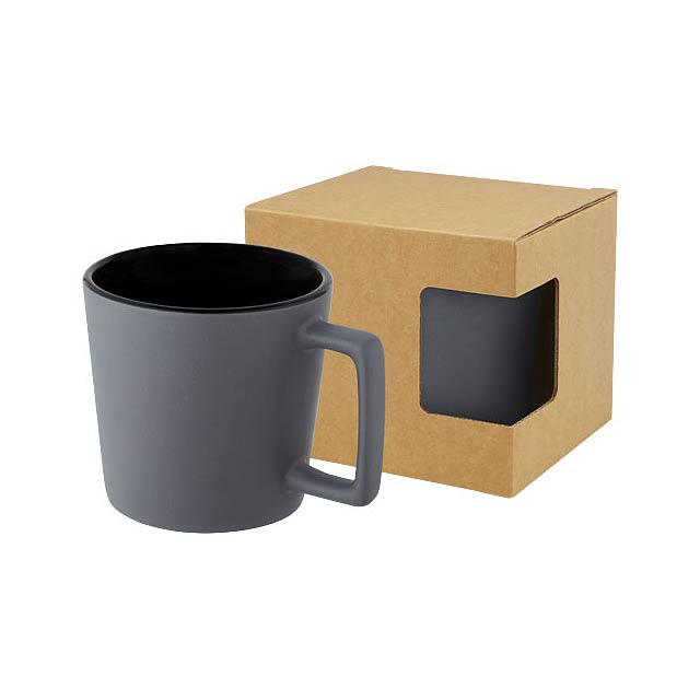 Cali 370 ml ceramic mug with matt finish - grey