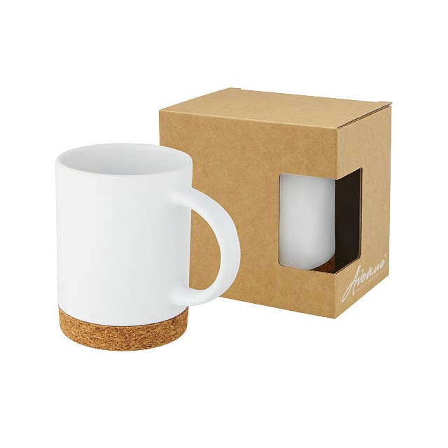 Neiva 425 ml ceramic mug with cork base - white