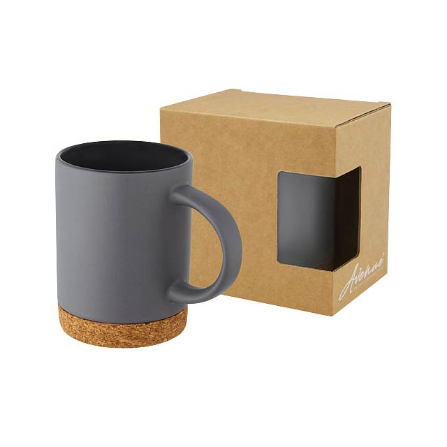 Neiva 425 ml ceramic mug with cork base - grey