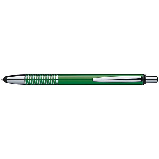 Metal ball pen with touch function - green