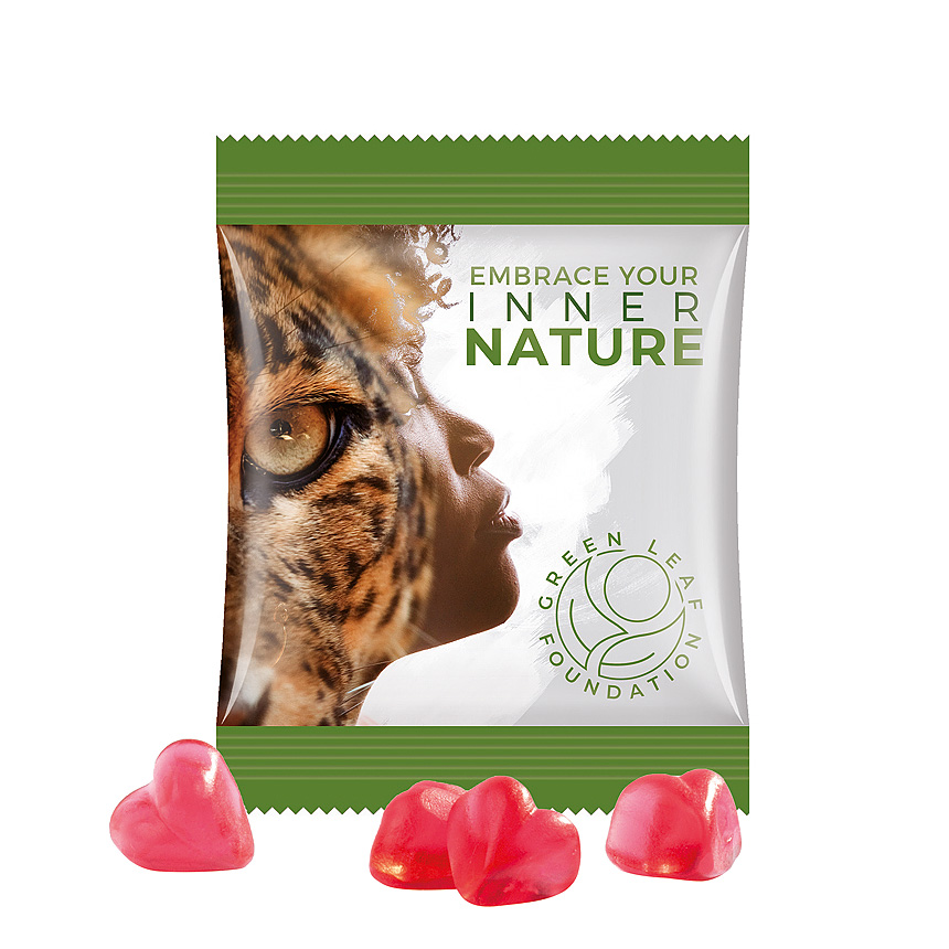 Mini bag 10g, foil white, Trolli fruit jelly gums heart - white Mini bag 10g, foil white, Trolli fruit jelly gums heart - white