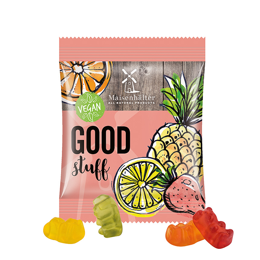 Mini bag 12g, foil white, Trolli vegan juice jelly bears - white Mini bag 12g, foil white, Trolli vegan juice jelly bears - white