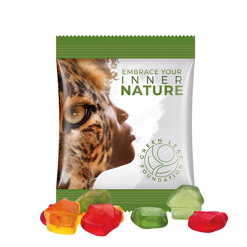 Mini bag 10g, foil white, Trolli fruit jelly gums house - white Mini bag 10g, foil white, Trolli fruit jelly gums house - white