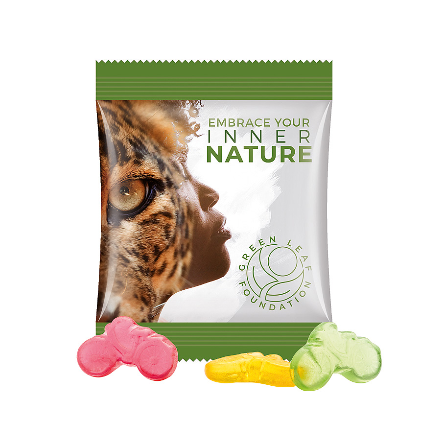 Mini bag 10g, foil white, Trolli fruit jelly gums bicycle - white Mini bag 10g, foil white, Trolli fruit jelly gums bicycle - white
