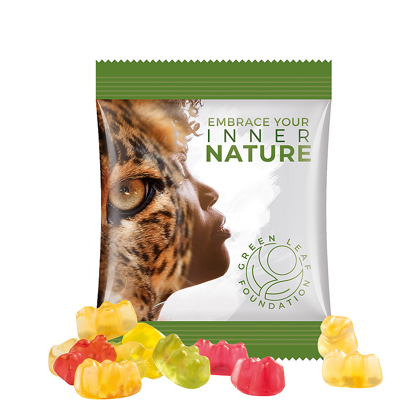 Mini bag 10g, foil white, Trolli fruit jelly gums premium bears - white Mini bag 10g, foil white, Trolli fruit jelly gums premium bears - white