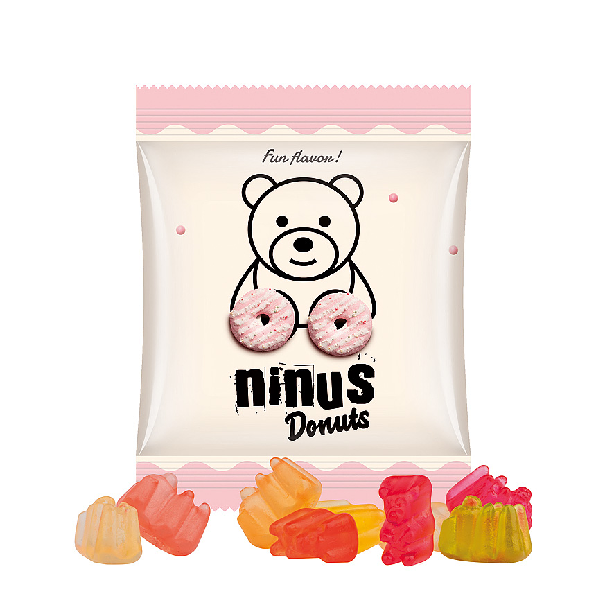 Mini s&aacute;ček 7 g, b&iacute;l&aacute; f&oacute;lie, gumov&iacute; medv&iacute;dci basic mini - bílá