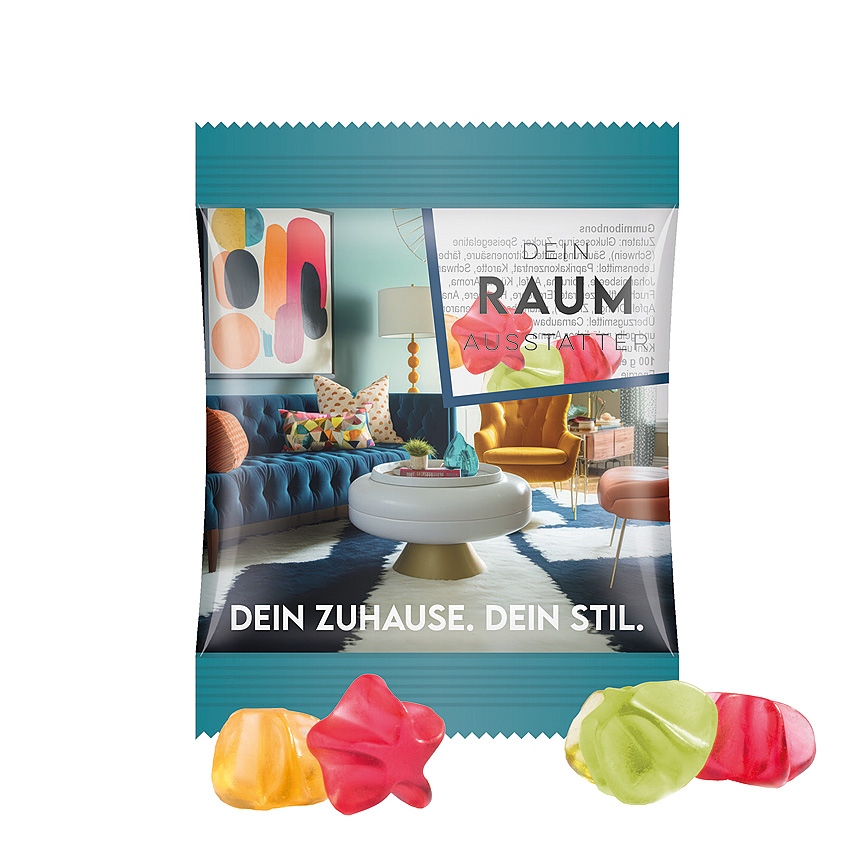 Mini bag 10g, foil transparent, Trolli fruit jelly gums stars - transparentní
