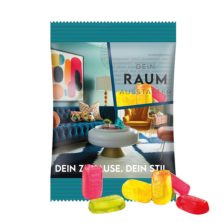 Mini bag 15g, transparent foil, Trolli fruit jelly gums mobile - transparent Mini bag 15g, transparent foil, Trolli fruit jelly gums mobile - transparent