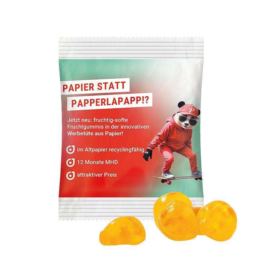 Mini bag 15g, recycable PaperPlus Pro white, Trolli vitamin jelly gums - white Mini bag 15g, recycable PaperPlus Pro white, Trolli vitamin jelly gums - white