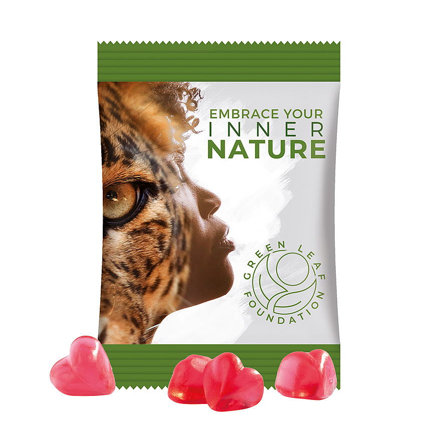 Mini bag 15g, foil white, Trolli fruit jelly gums heart - white Mini bag 15g, foil white, Trolli fruit jelly gums heart - white