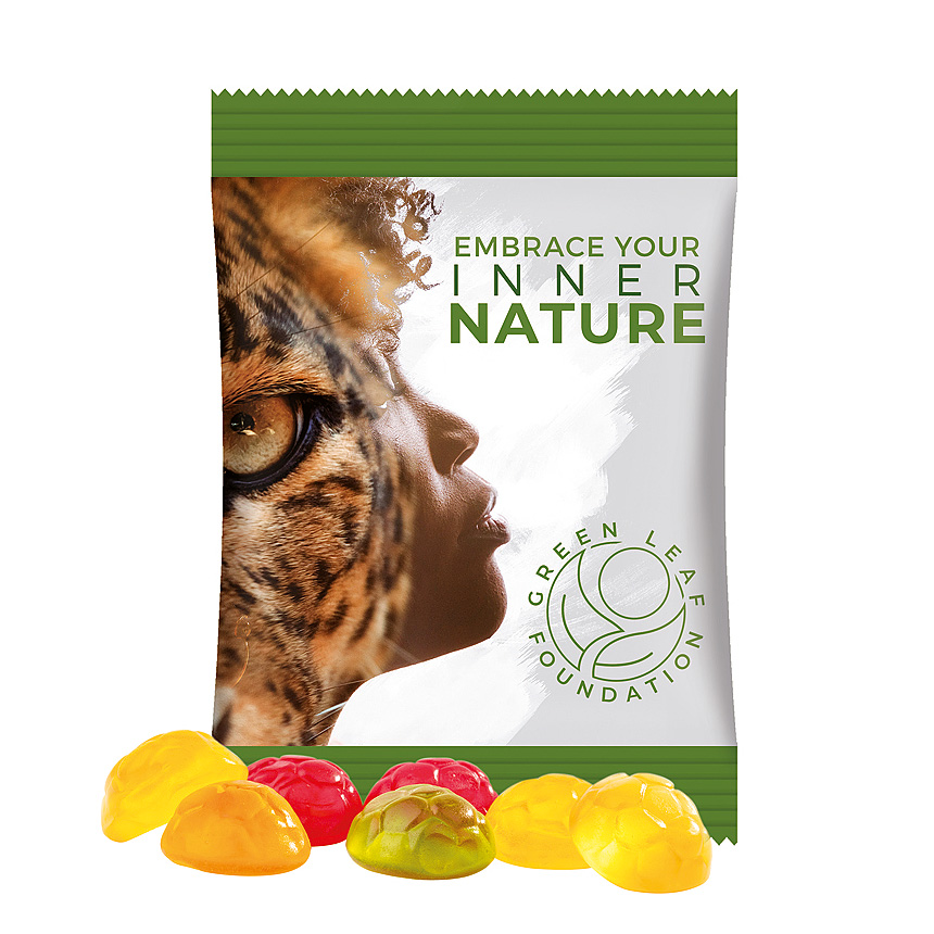 Mini bag 15g, foil white, Trolli fruit jelly gums soccer balls - white Mini bag 15g, foil white, Trolli fruit jelly gums soccer balls - white