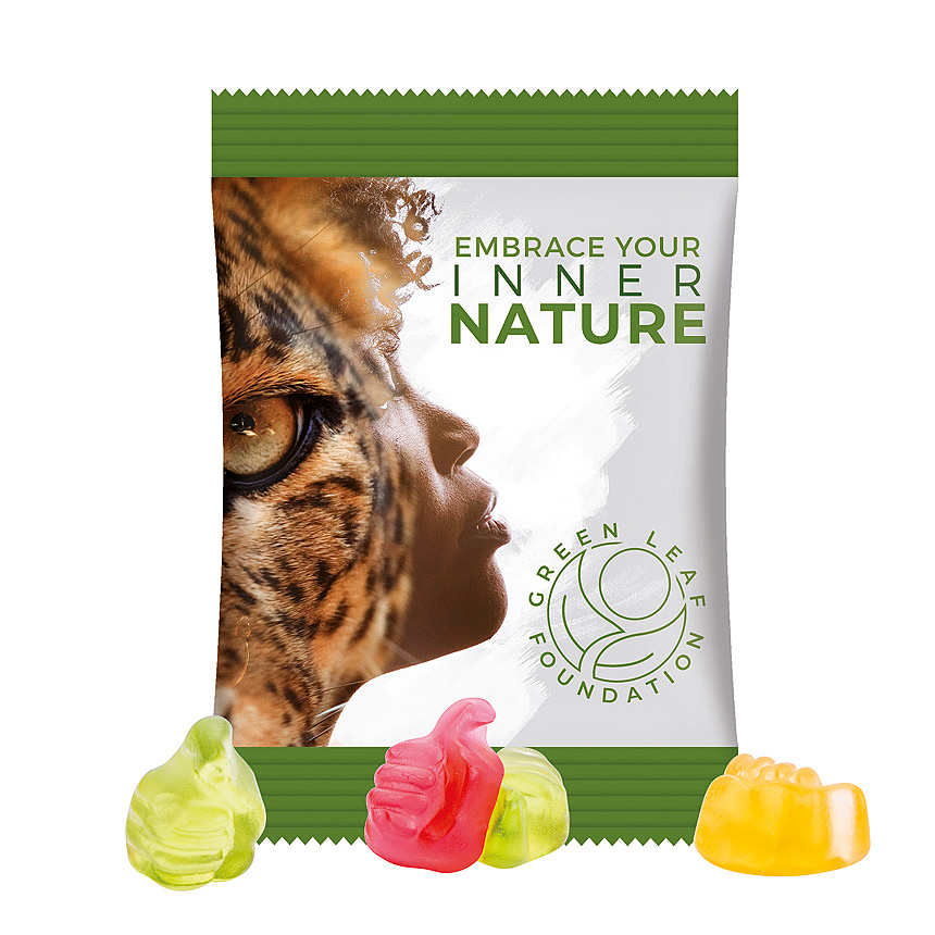 Mini bag 15g, foil white, Trolli fruit jelly gums thumbs - white Mini bag 15g, foil white, Trolli fruit jelly gums thumbs - white