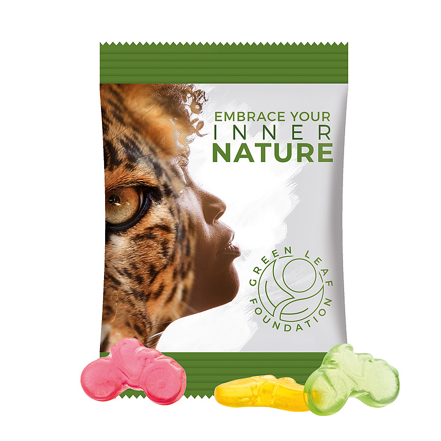 Mini bag 15g, foil white, Trolli fruit jelly gums bicycle - white Mini bag 15g, foil white, Trolli fruit jelly gums bicycle - white