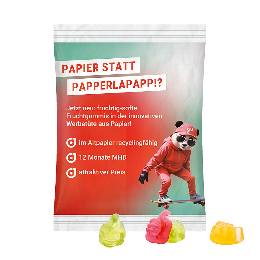 Maxi bag 50g, recyclable PaperPlus Pro white, Trolli fruit jelly gums thumb - bílá Maxi bag 50g, recyclable PaperPlus Pro white, Trolli fruit jelly gums thumb - bílá