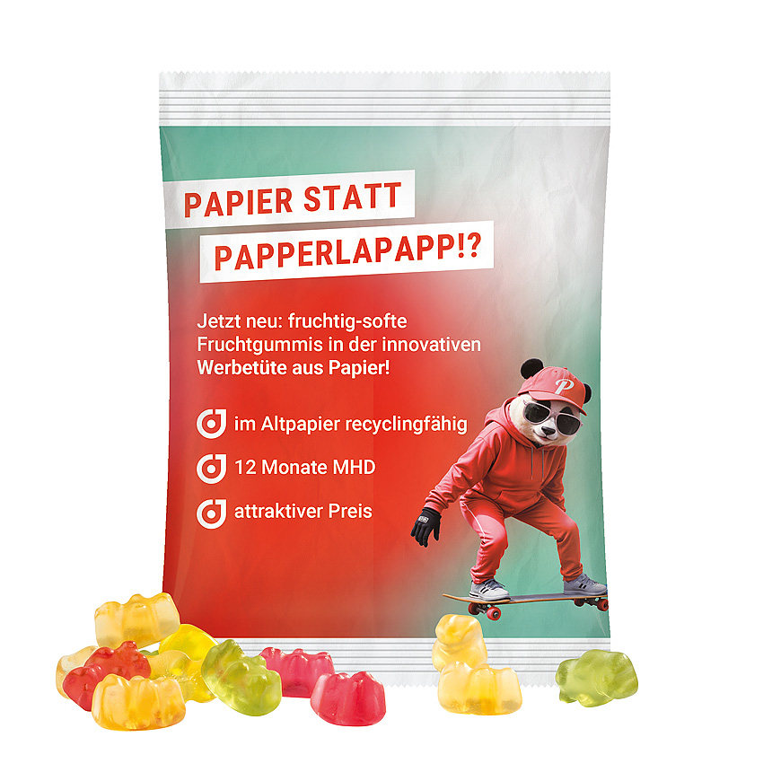 Maxi bag 50 g, recyclable PaperPlus Pro white, Trolli fruit jelly gums premium bears - bílá Maxi bag 50 g, recyclable PaperPlus Pro white, Trolli fruit jelly gums premium bears - bílá