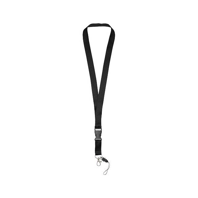 Sagan Lanyard mit abnehmbarer Schnalle und Handyband - schwarz