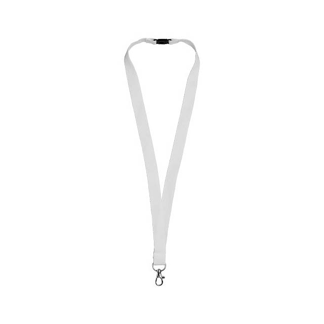 Dylan cotton lanyard with safety clip - white