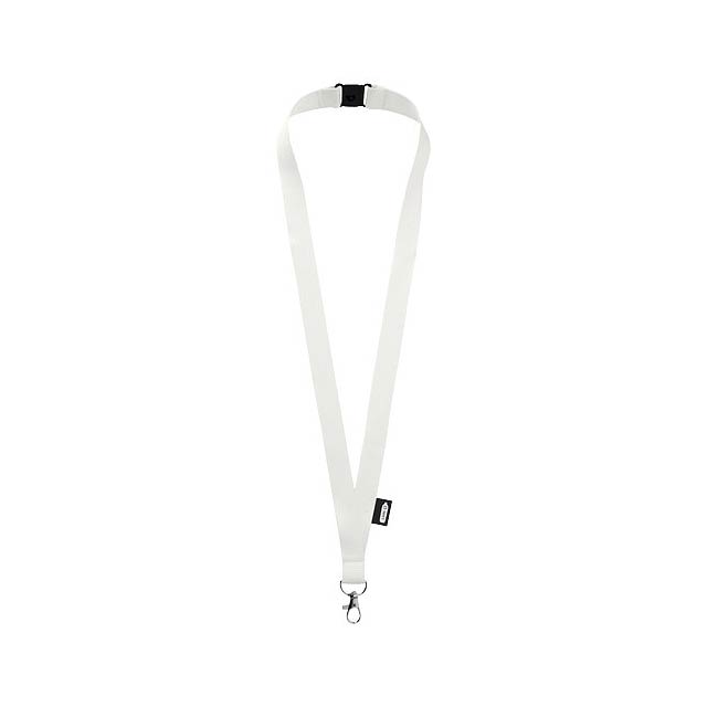 Tom recycled PET lanyard with breakaway closure - white