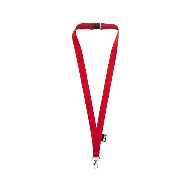 Tom recycled PET lanyard with breakaway closure - transparent red