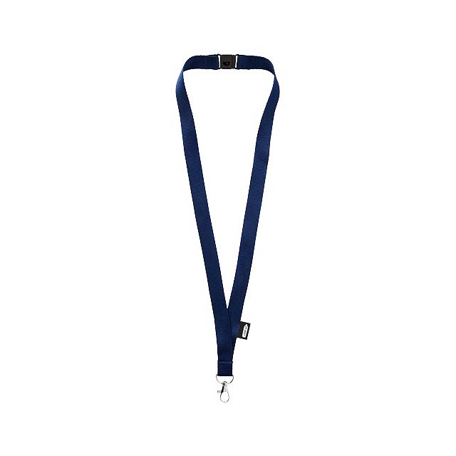 Tom recycled PET lanyard with breakaway closure - blue