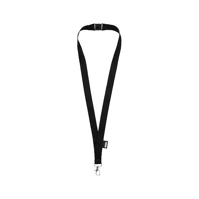 Tom recycled PET lanyard with breakaway closure - black