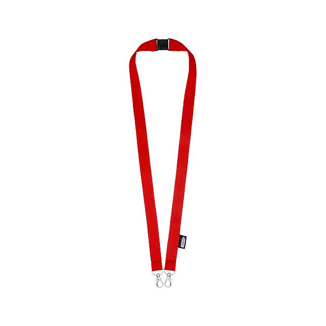 Adam recycled PET lanyard with two hooks - transparent red