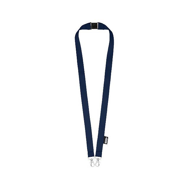 Adam recycled PET lanyard with two hooks - blue