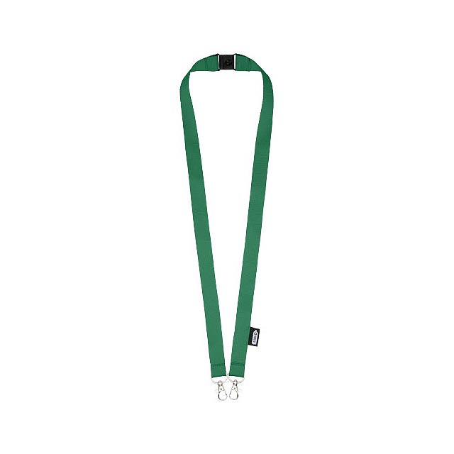 Adam recycled PET lanyard with two hooks - green