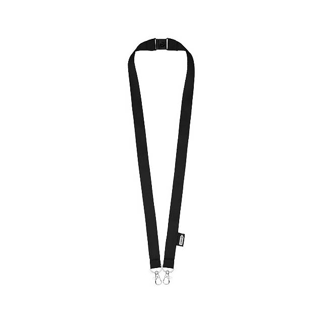 Adam recycled PET lanyard with two hooks - black