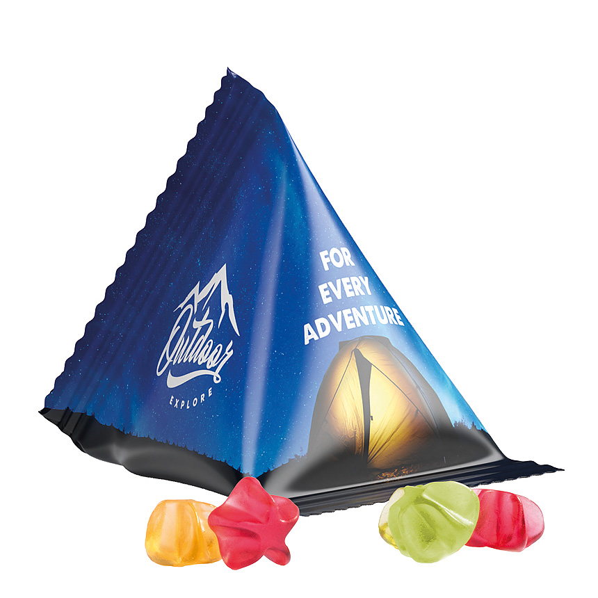 Jelly gums tetrahedron, foil white, Trolli fruit jelly gums stars with - white Jelly gums tetrahedron, foil white, Trolli fruit jelly gums stars with - white