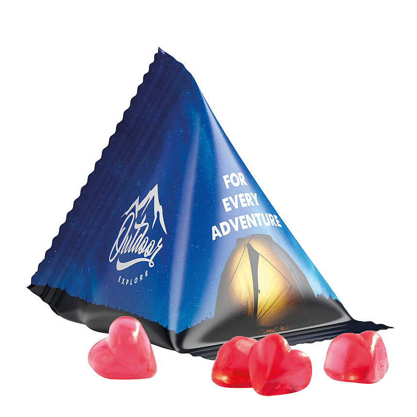 Jelly gums tetrahedron, foil white, Trolli fruit jelly gums heart - white Jelly gums tetrahedron, foil white, Trolli fruit jelly gums heart - white